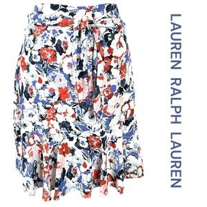 LAUREN RALPH LAUREN Floral Print Skirt, Tie Waist, Size 10.